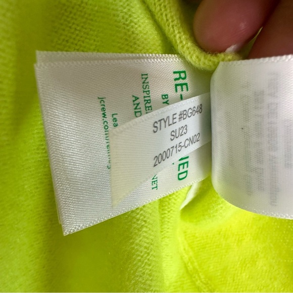 J. Crew Cashmere Relaxed T-Shirt Short Sleeve Sweater Lemon Sorbet Size Small - Picture 7 of 9